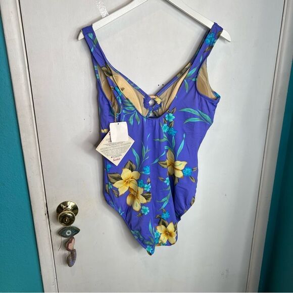 Caribbean Joe floral one piece bathing suit new white tags - Picture 4 of 8